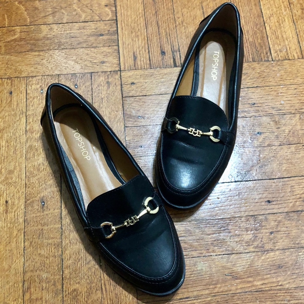 Topshop black leather loafers
